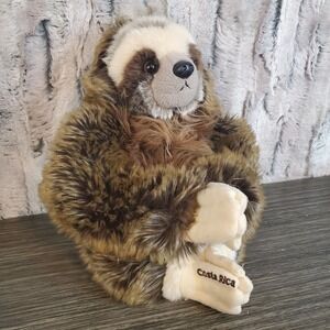 Aurora COSTA RICA Sloth Fuzzy Plush Furry 9" Stuffed Animal - Hangs EUC